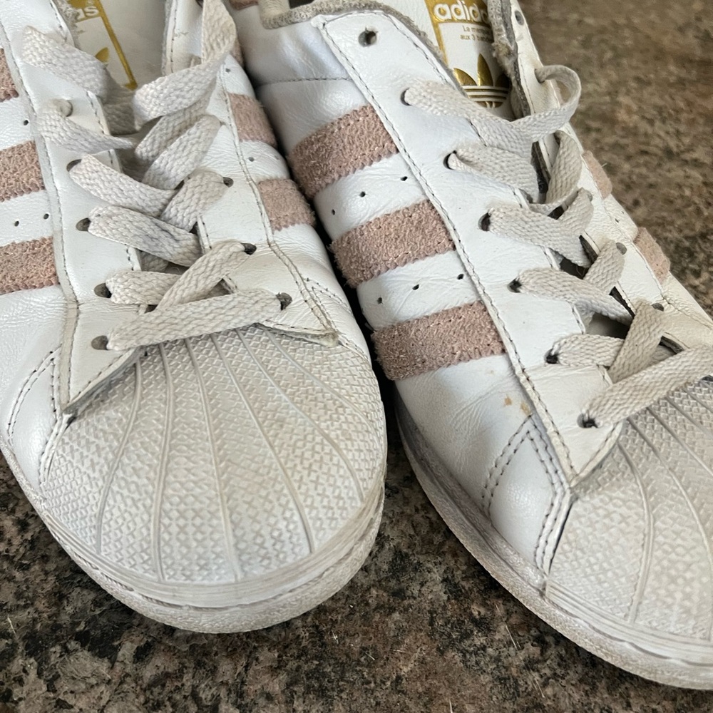 Adidas Women's White and Pink Sneakers